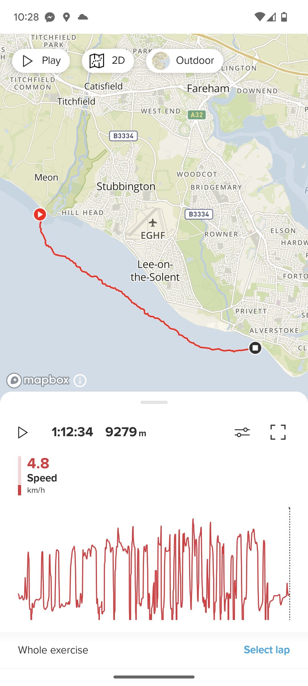 Screen shot of downwind ride meon shore